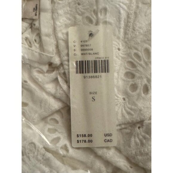 Anthropologie Small Pilcro Puff-Sleeve Eyelet Romper White MSRP $158 NWT - Picture 3 of 9